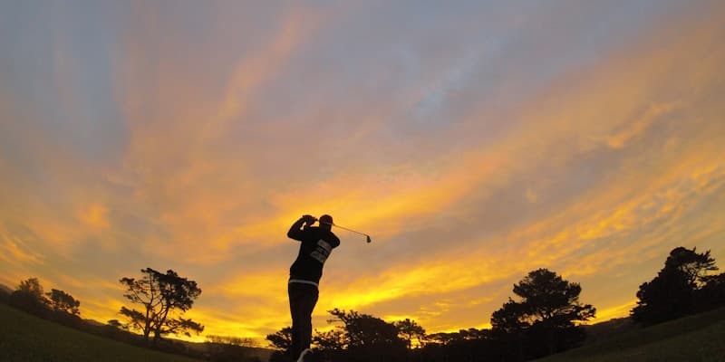 Player on the course practicing golf