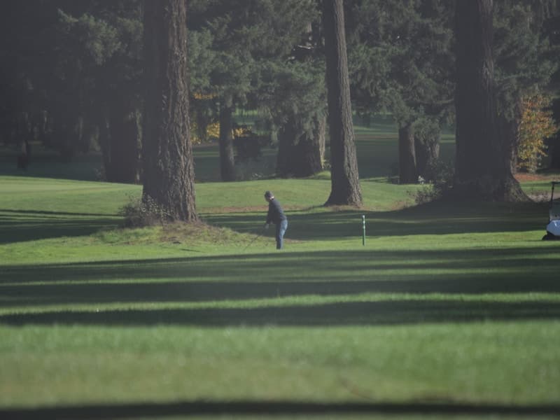 Golfer recorded on video for swing analysis